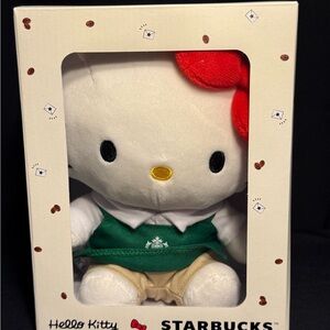 Starbucks x Hello Kitty 2025 Plush Doll with Green Barista Apron Sanrio New